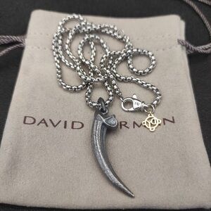 David Yurman 925 Silver Tusk Necklace with Original Pouch